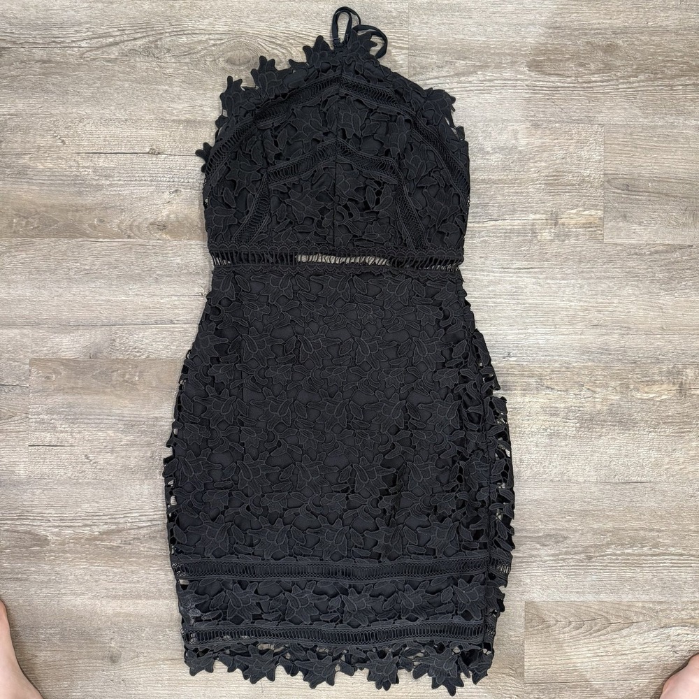 ASTR the Label Black Lace Halter Bodycon Mini Dress Size S